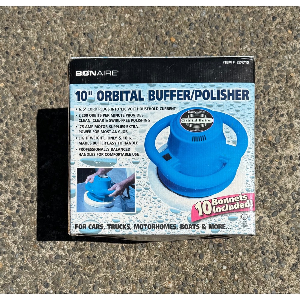 Bonaire 10 Inch Orbital Buffer Polisher 3200 OPM Car Detailing Kit AP120C Blue
